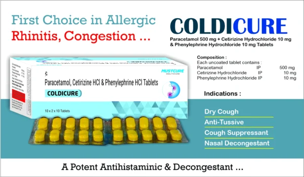 Paracetamol 500mg Cetirizine Hydrochloride 10mg Phenylephrine HCl 10 mg