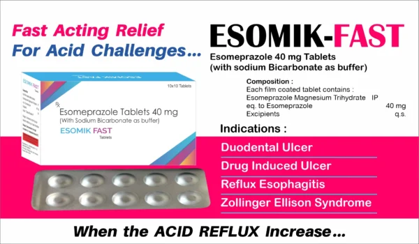 Esomeprazole 40mg (with sodium biocarbonate as buffer)