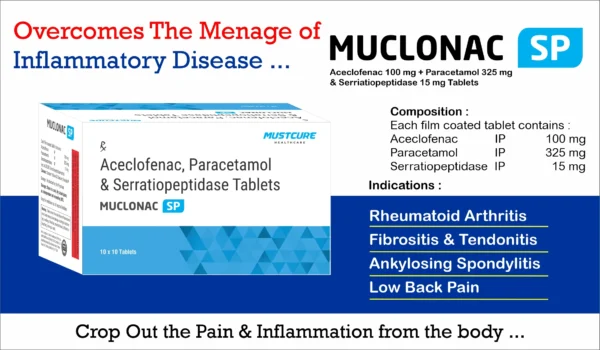 Aceclofenac 100mg Paracetamol 325mg Serratiopeptidase 15mg